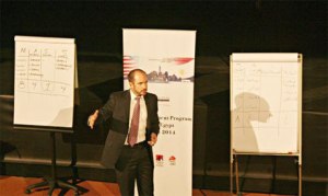 Brett Egan at Falaki Theatre (Photo courtesy: Embassy of the USA)