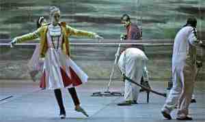 A ballerina rehearses during preparation of the stage for the evening performance of The Nutcracker. Cairo Opera House, main hall, December 2012. (Photo: Sherif Sonbol)