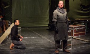 Keith Bartlett as Claudius (right) and Naeem Hayat as Hamlet (left) in Globe theatre's Hamlet by Shakespeare. (Photo: courtesy Bibliotheca Alexandrina)
